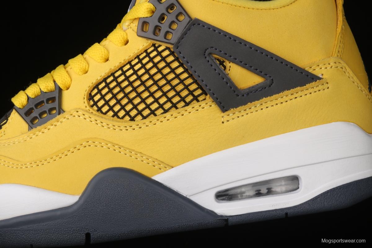 Air Jordan 4 Lightning repeated engraving of white and yellow electric masterbatch basketball shoes CT8527-700