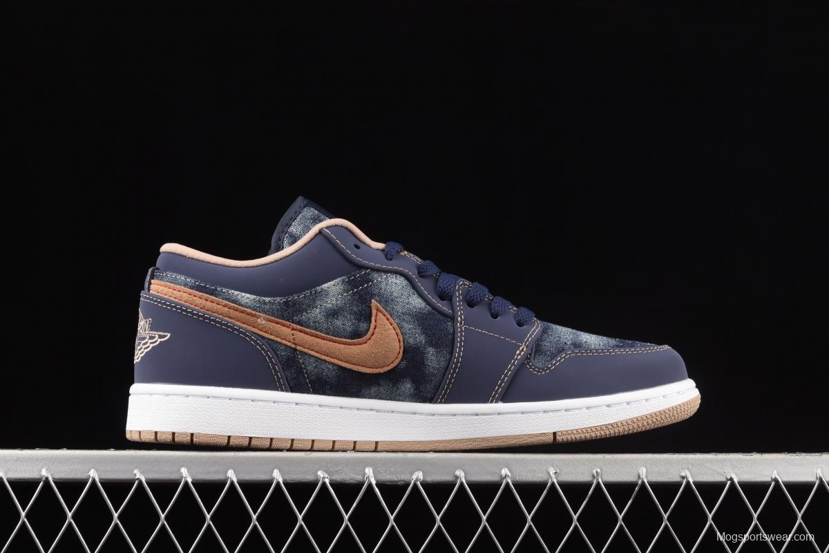 Air Jordan 1 Low dark blue denim low side culture leisure sports shoes DH1259-400