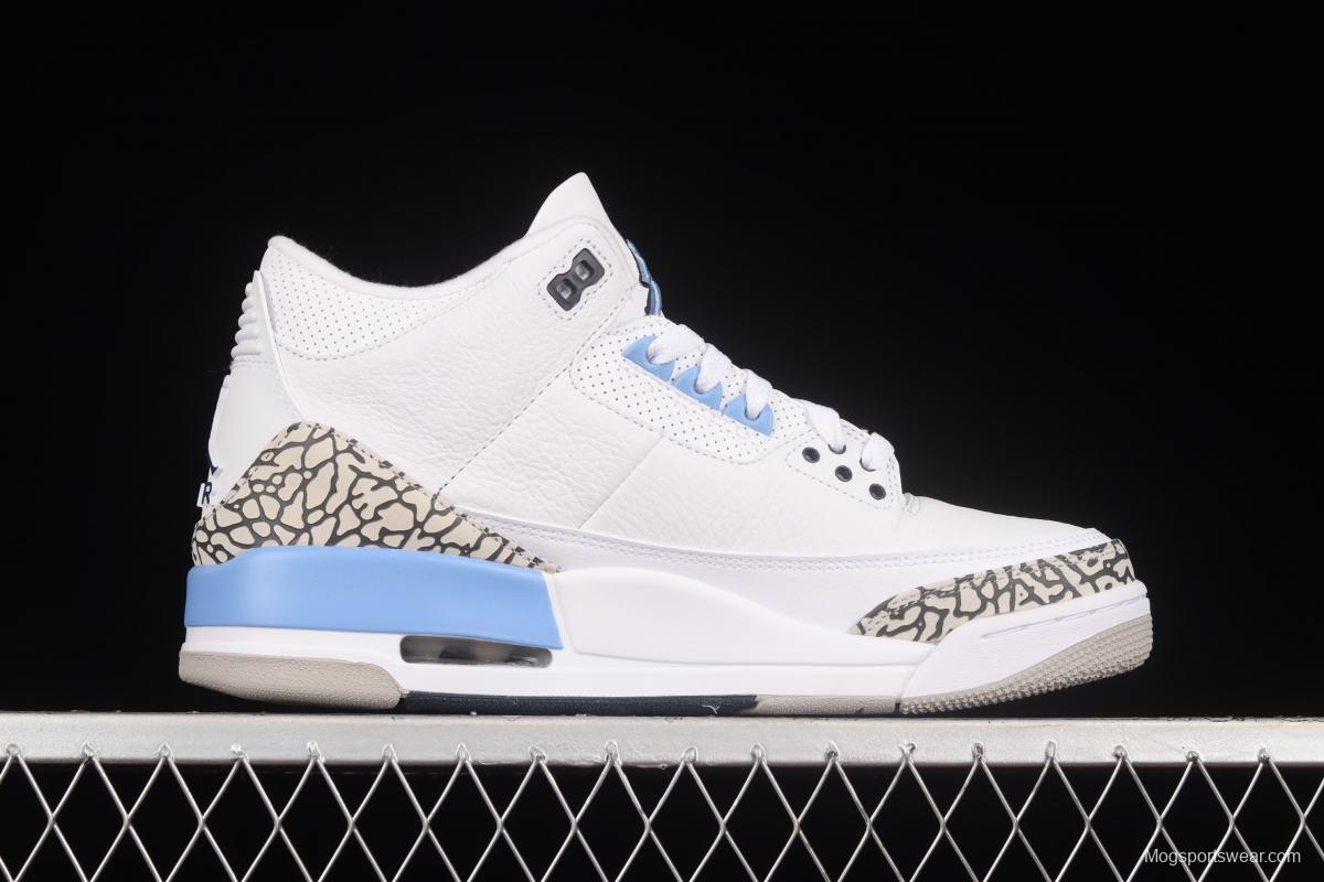 Air Jordan 3 UNC AJ3 Joe 3 North Carolina blue white burst blue crack in the basketball shoes CT8532-104