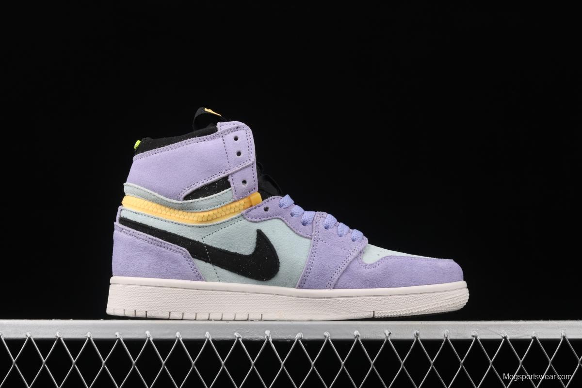 Air Jordan 1 Switch Violet Violet zipper high top cultural basketball shoes CW6576-500