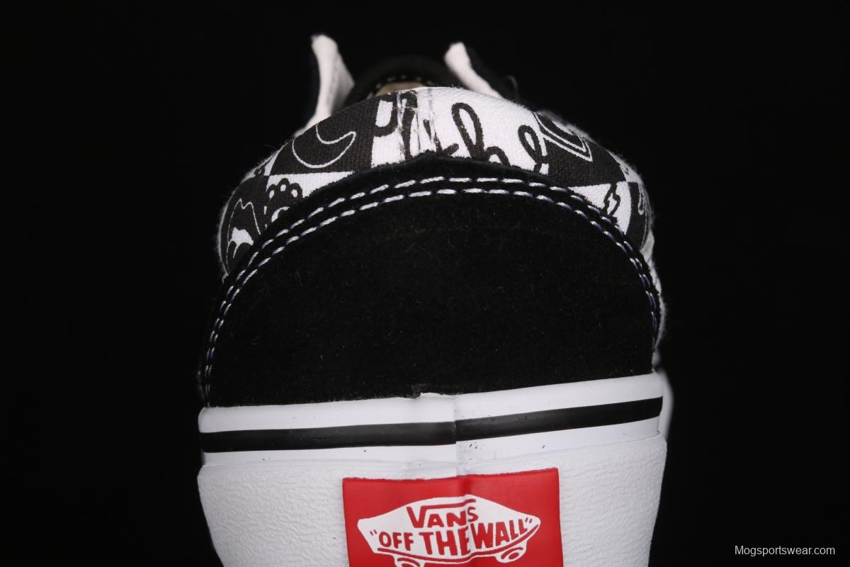 Vans Old Skool black-and-white graffiti printed low-top shoes VN0A7Q2J6U6