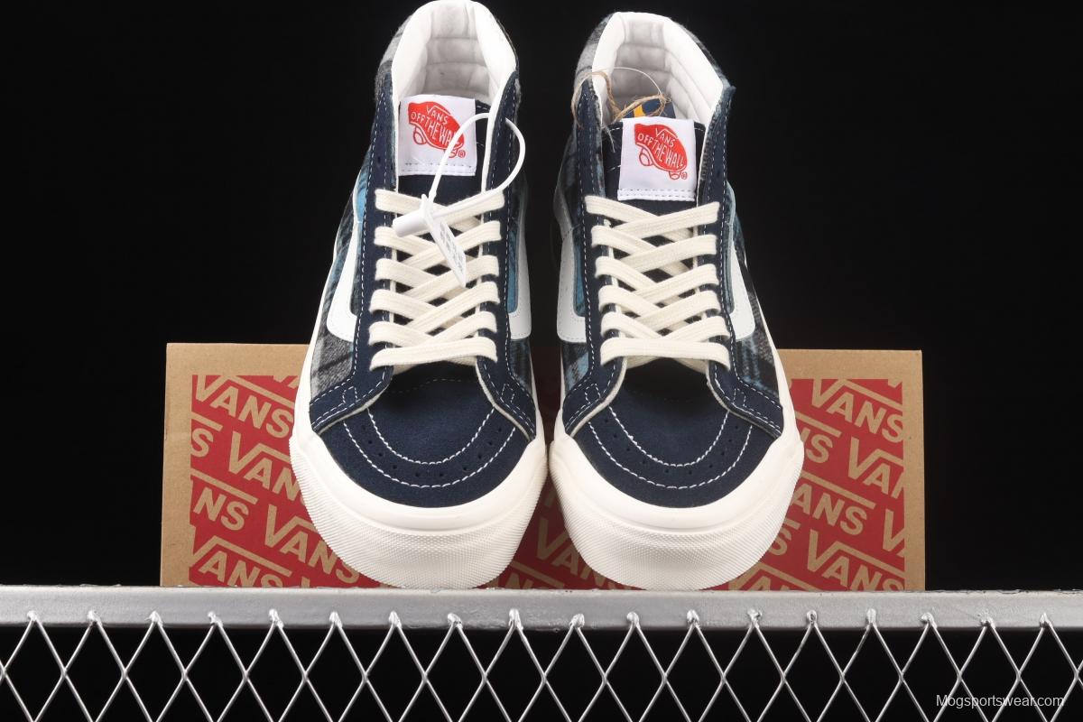 Vans Sk8-Hi 38 Dx Pendleton co-named blue plaid high-top casual board shoes VN0A38GF9GS