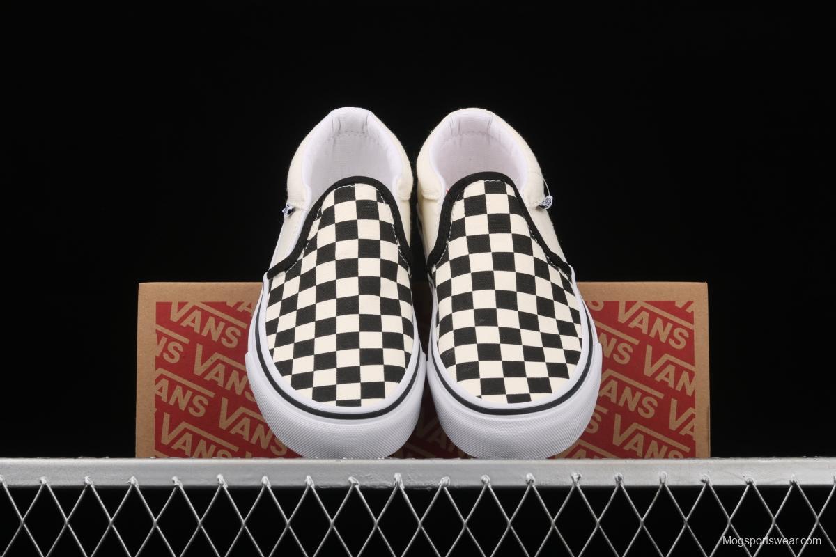 Vans Asher black and white checkerboard plaid Loafers Shoes retro low upper canvas casual shoes VN000SEQIPD