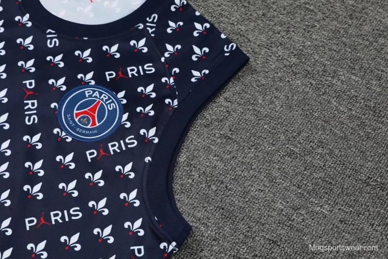 22/23PSG Royal Blue Flower Dot Pre-match Training Jersey Vest