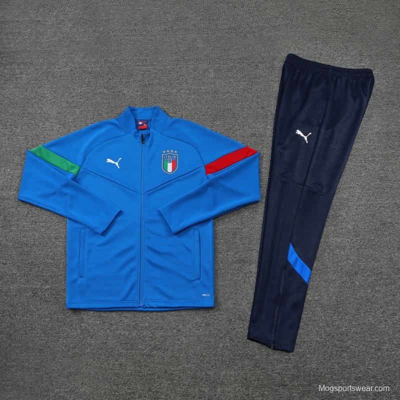 2022 Italy Blue Full Zipper Jacket+Long Pants