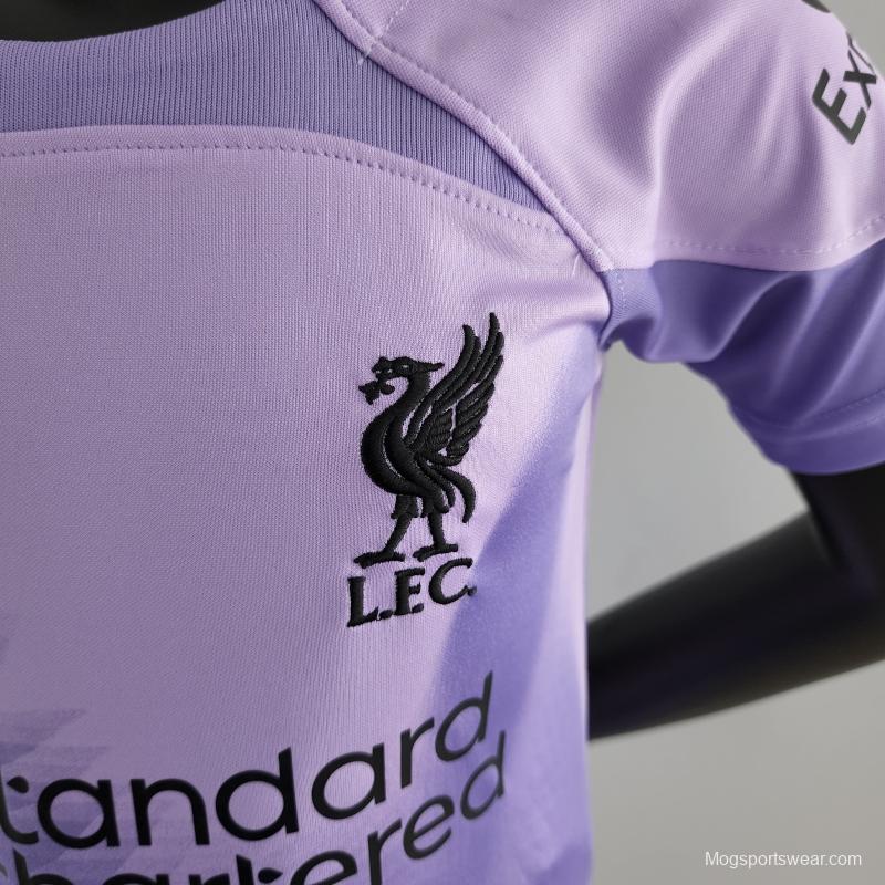 22/23 Liverpool Kids Kit Goalkeeper Purple Soccer Jersey