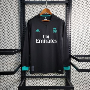 Retro Long Sleeve 17-18 Real Madrid Away Black Jersey