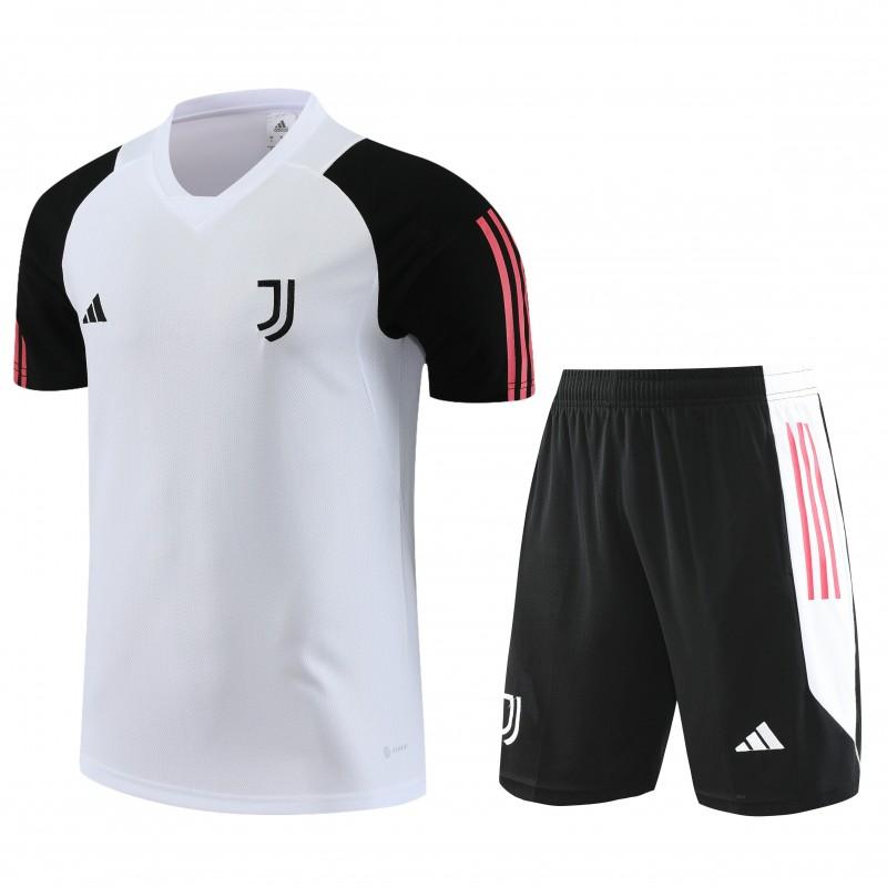 23 24 Juventus White Black Short Sleeve+Shorts