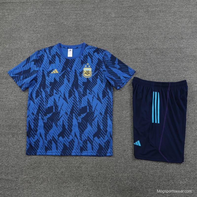 2023 Argentina Navy Stripe Short Sleeve+Shorts