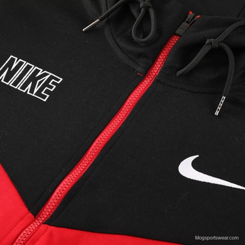 23/24 NIKE Black/Red Full Zipper Hooide Jacket+Pants