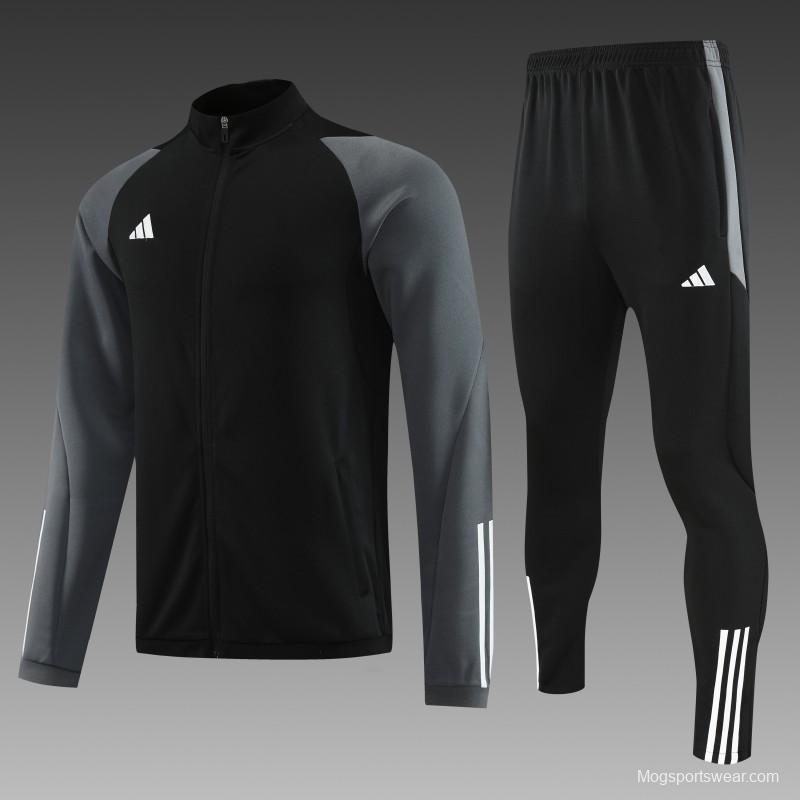 23/24 Adidas Black Grey Full Zipper Jacket+Pants