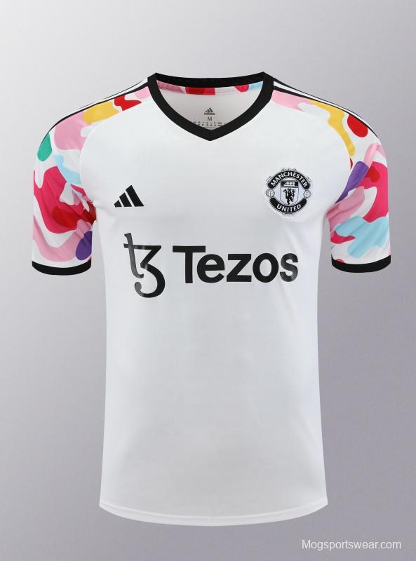 24/25 Manchester United White Short Sleeve Jeresy+Shorts