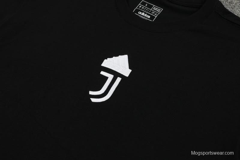 23/24 Juventus Black Cotton Short Sleeve Jersey+Shorts